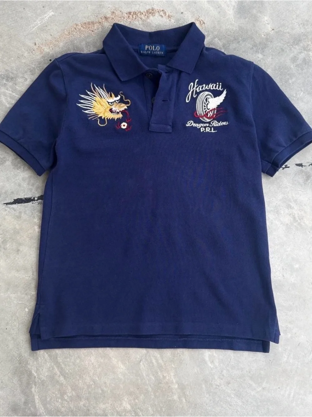 Polo Ralph Lauren Dragon Riders Hawaii Motorcycle Embroidered Polo Shirt